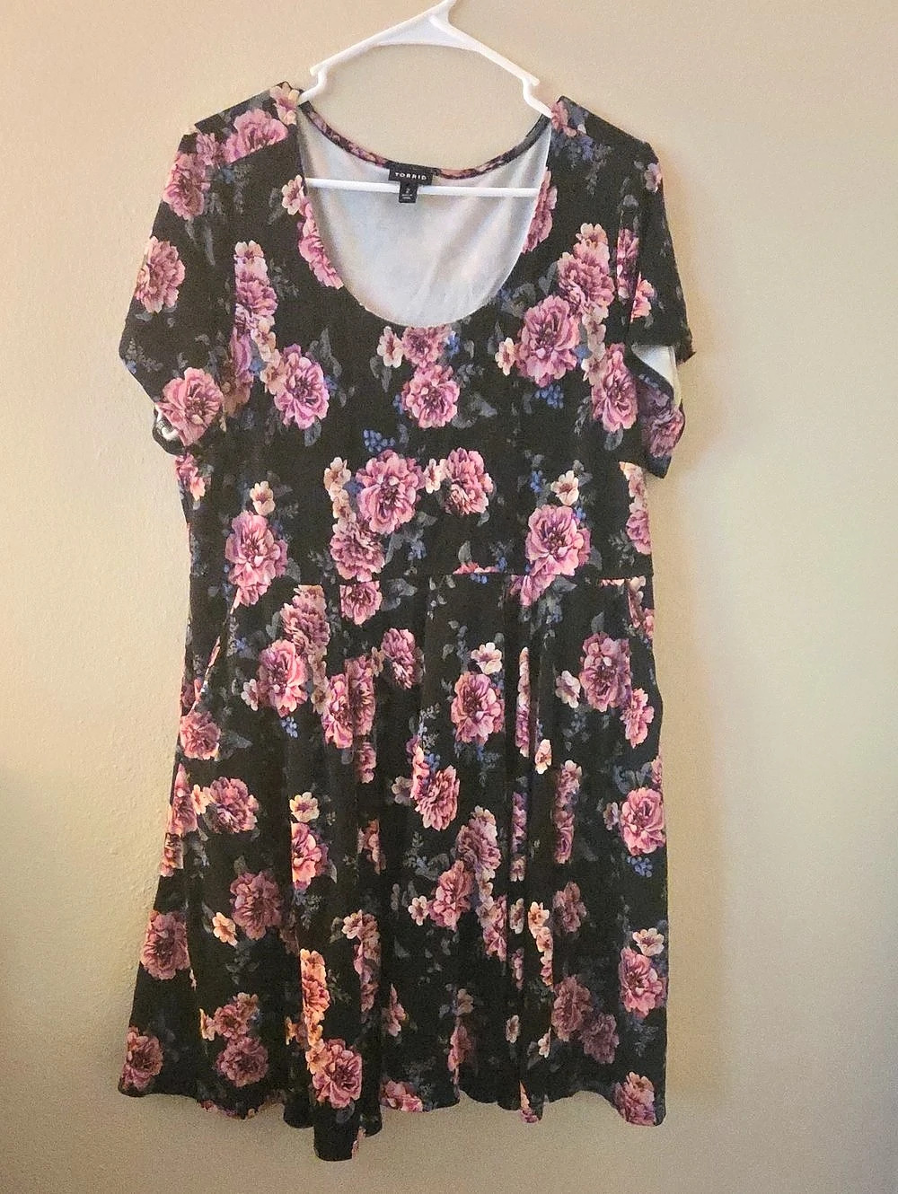 Torrid Super Soft Skater Mini Dress Black & Pink